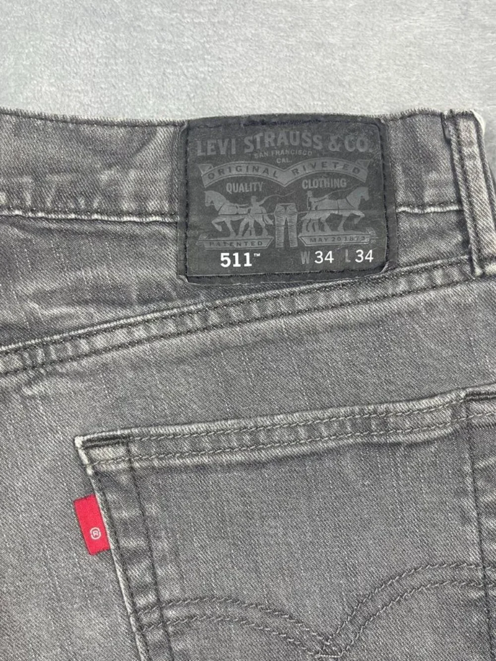 Levi’s 511 Slim Fit Jeans Gray Denim Red Tab Men’s 34x34 Stretch Pants